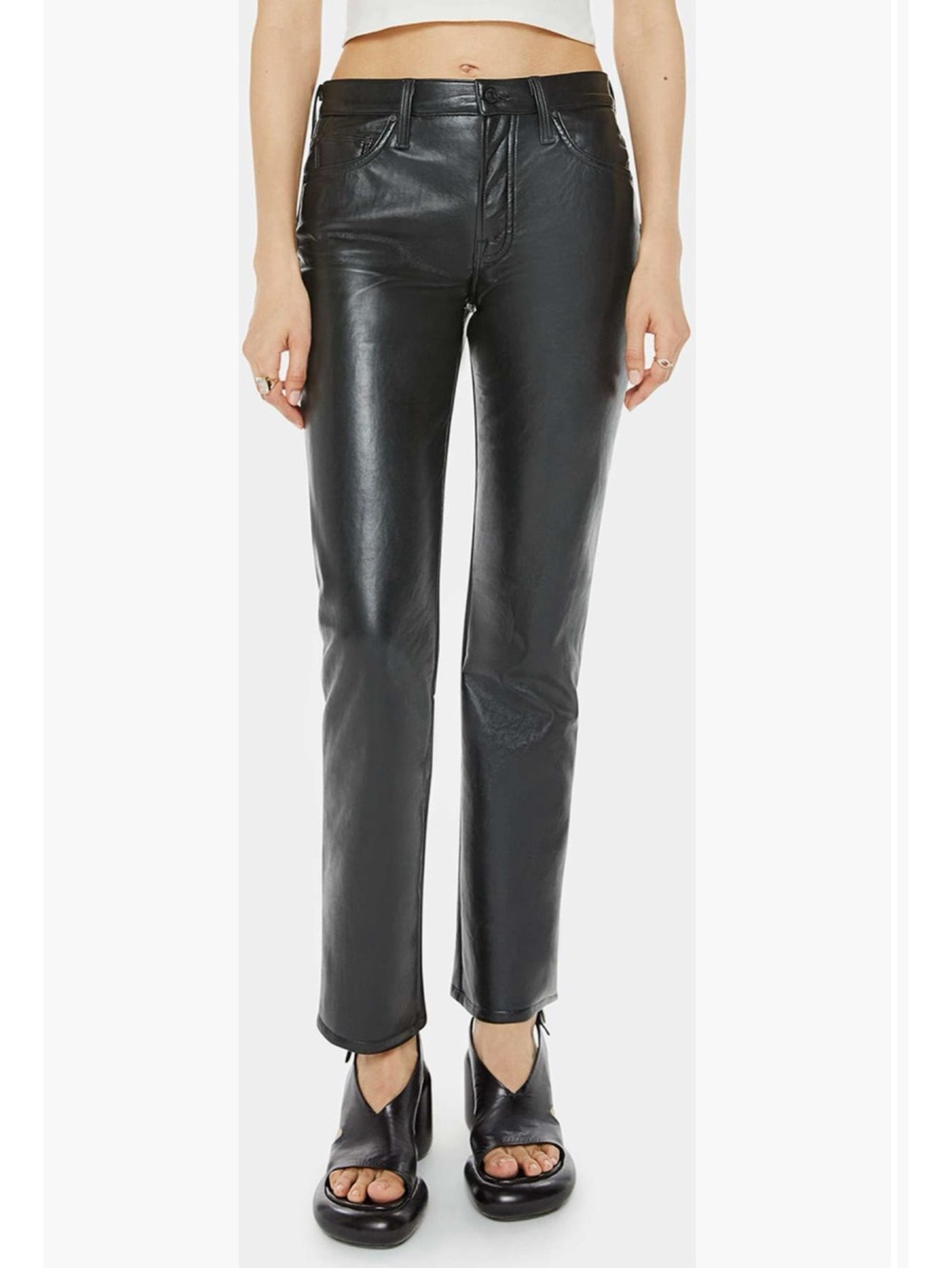 MOTHER The Smarty Pants Skimp High-Waist Leather Pants